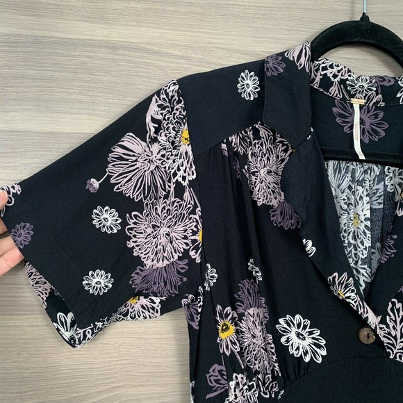 Free People Blue Hawaii Mini Dress Black Floral S - Picture 5 of 10